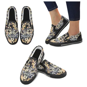 Women Big Size Paint Splatter Print Canvas Slip-on Shoes