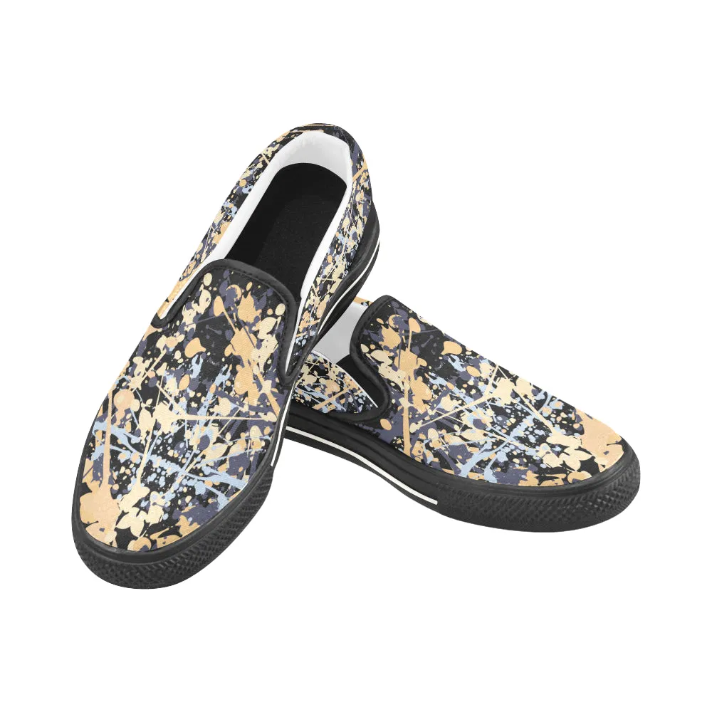 Women Big Size Paint Splatter Print Canvas Slip-on Shoes