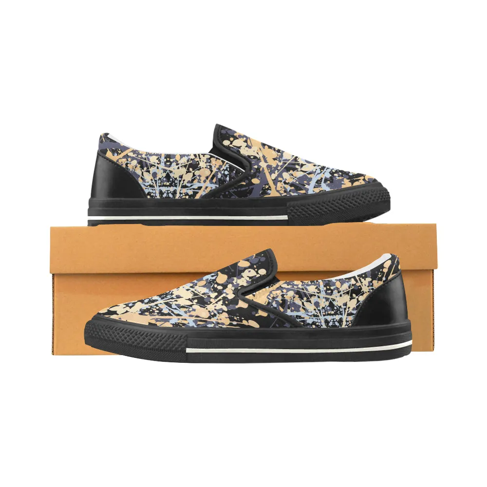 Women Big Size Paint Splatter Print Canvas Slip-on Shoes