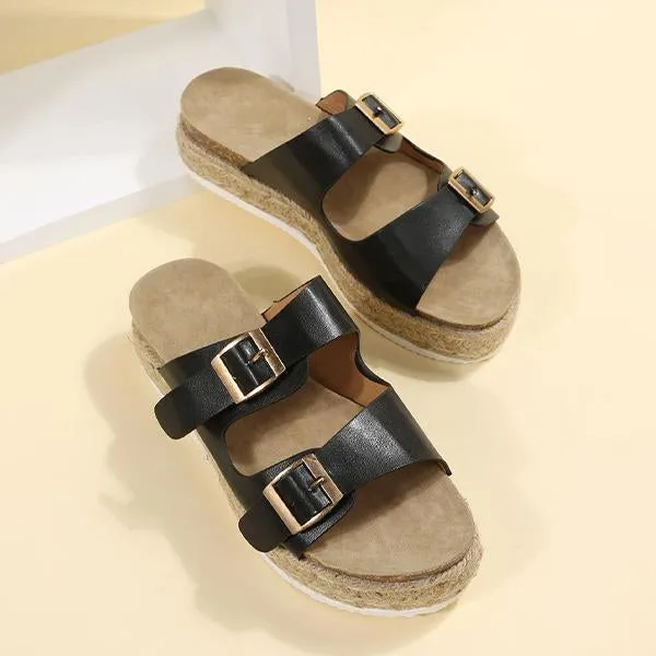 Women's Casual Belt Buckle Espadrille Slippers 18578029S