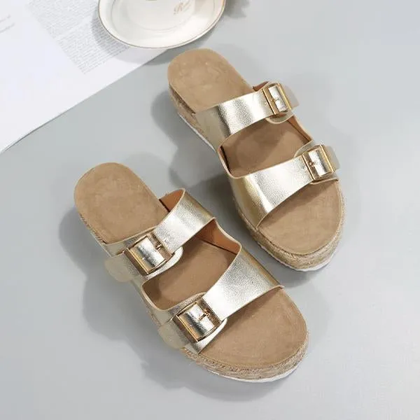 Women's Casual Belt Buckle Espadrille Slippers 18578029S