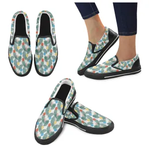 Women's Christmas Lighting Print Big Size Canvas Slip On Shoes