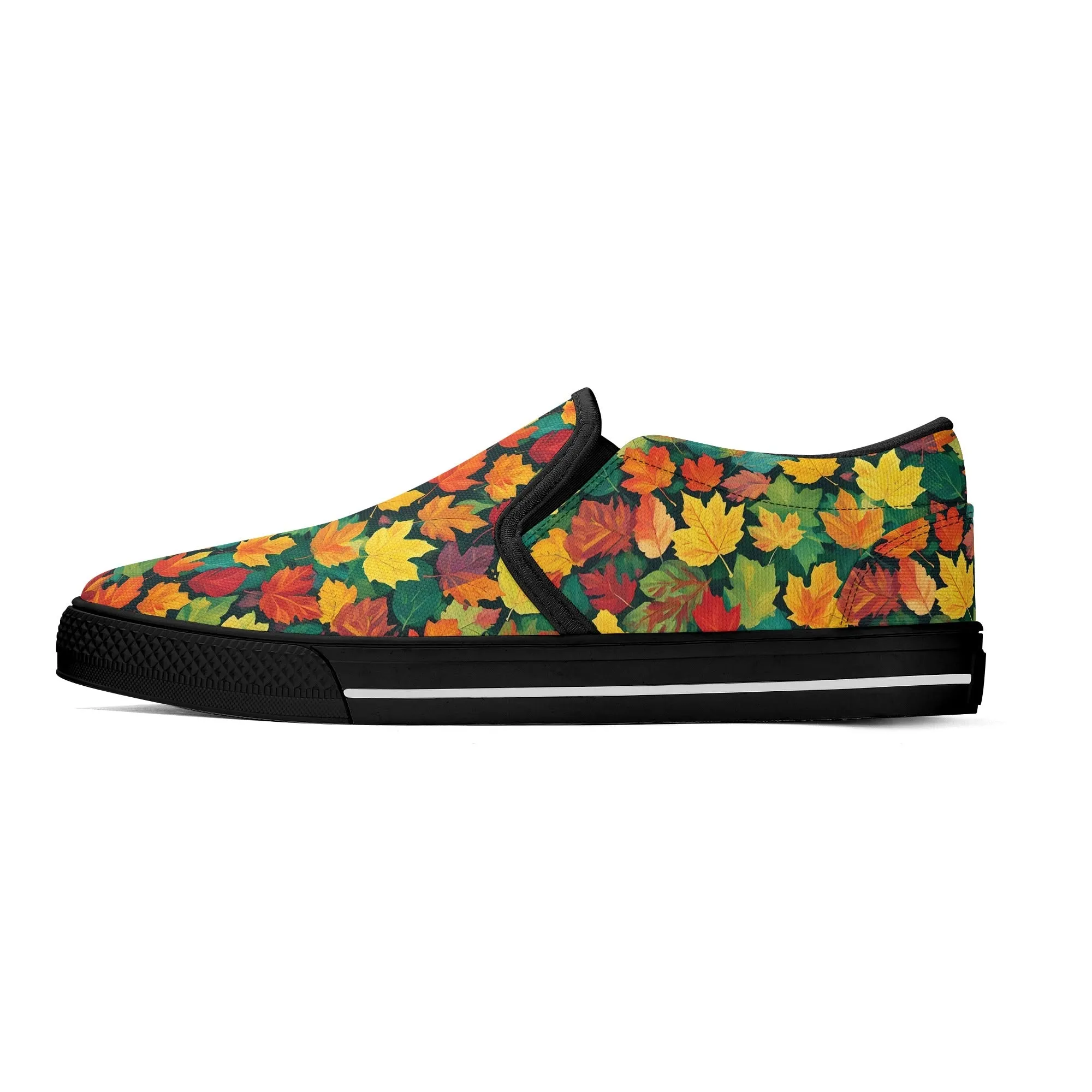 Womens Colorful Leaves Rubber Slip On Shoes