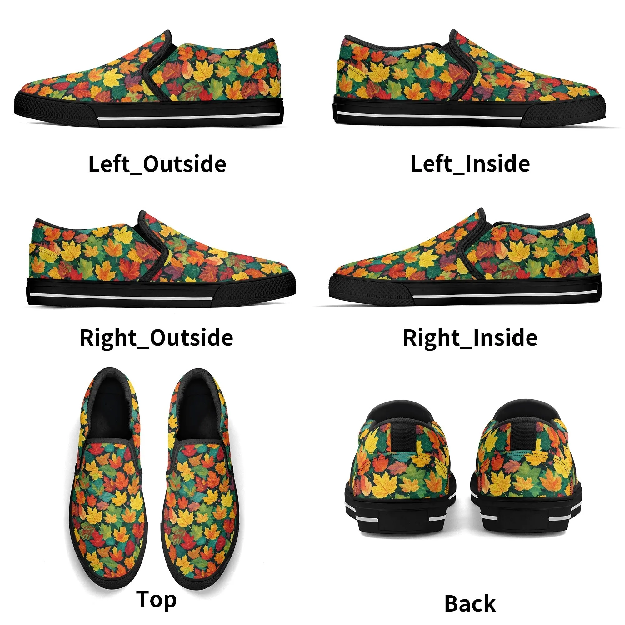 Womens Colorful Leaves Rubber Slip On Shoes