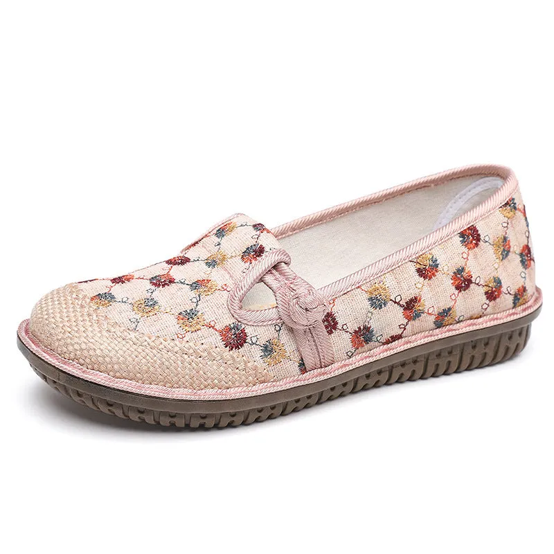 Women's Old Beijing Cloth Embroidered Ethnic Style Woven Soft Canvas Shoes