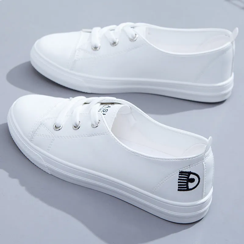 Women's Slip-on Summer White Flat Skateboard Korean Canvas Shoes