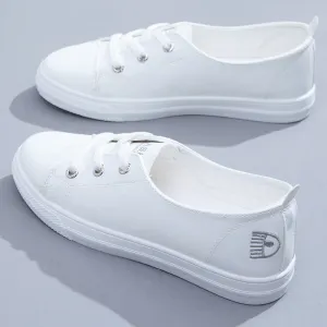 Women's Slip-on Summer White Flat Skateboard Korean Canvas Shoes