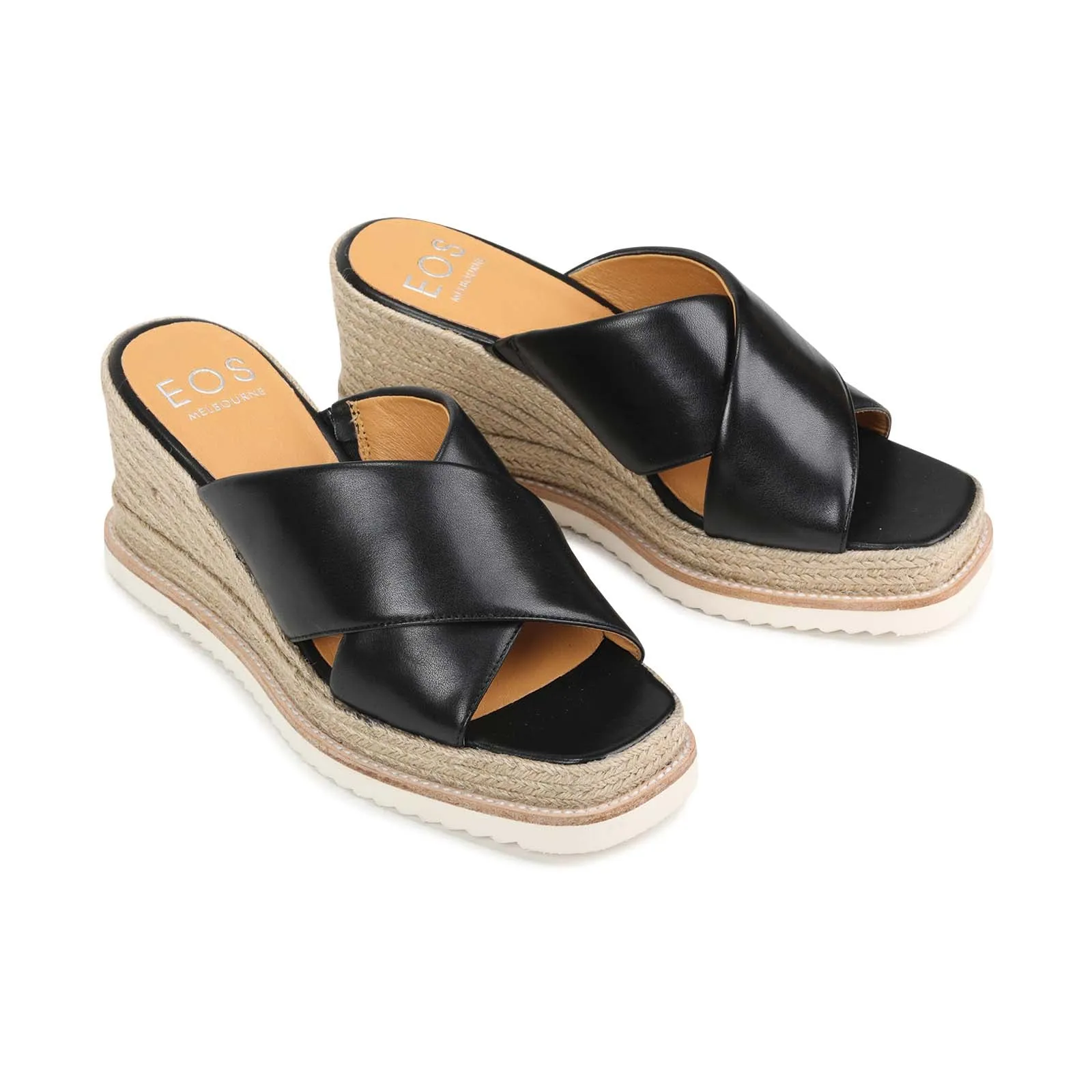 ZELIE LEATHER WEDGE ESPADRILLE SANDALS